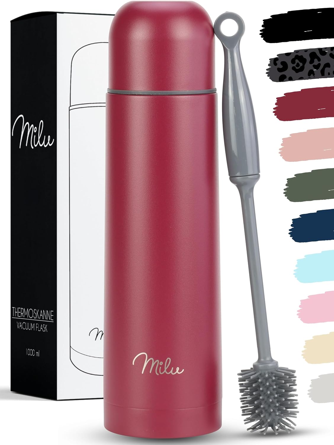 Milu Thermos Flask, Thermos Jug, Insulated Bottle 1L, 750ml, 500ml