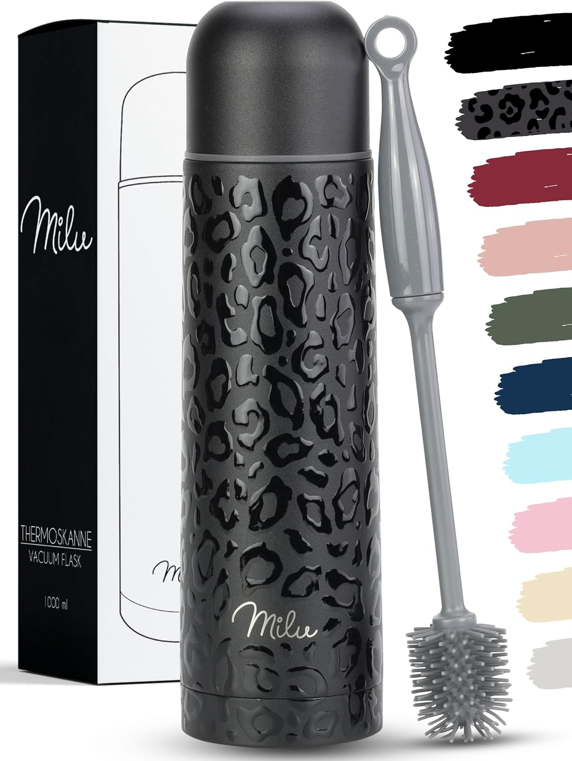 Milu Thermos Flask, Thermos Jug, Insulated Bottle 1L, 750ml, 500ml