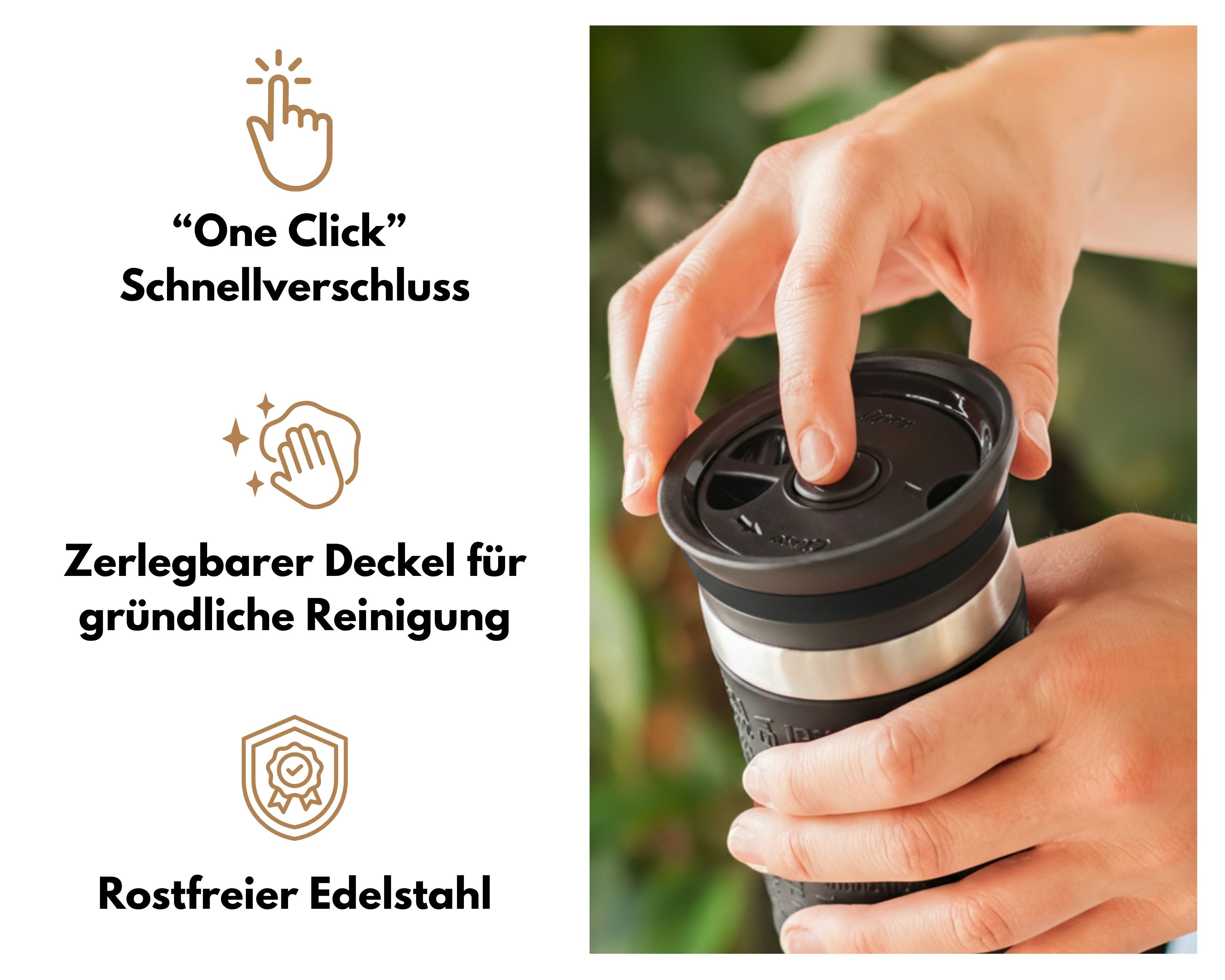 Milu Thermobecher Kaffee to go 370ml, 450ml Isolierbecher Kaffeebecher (CB)