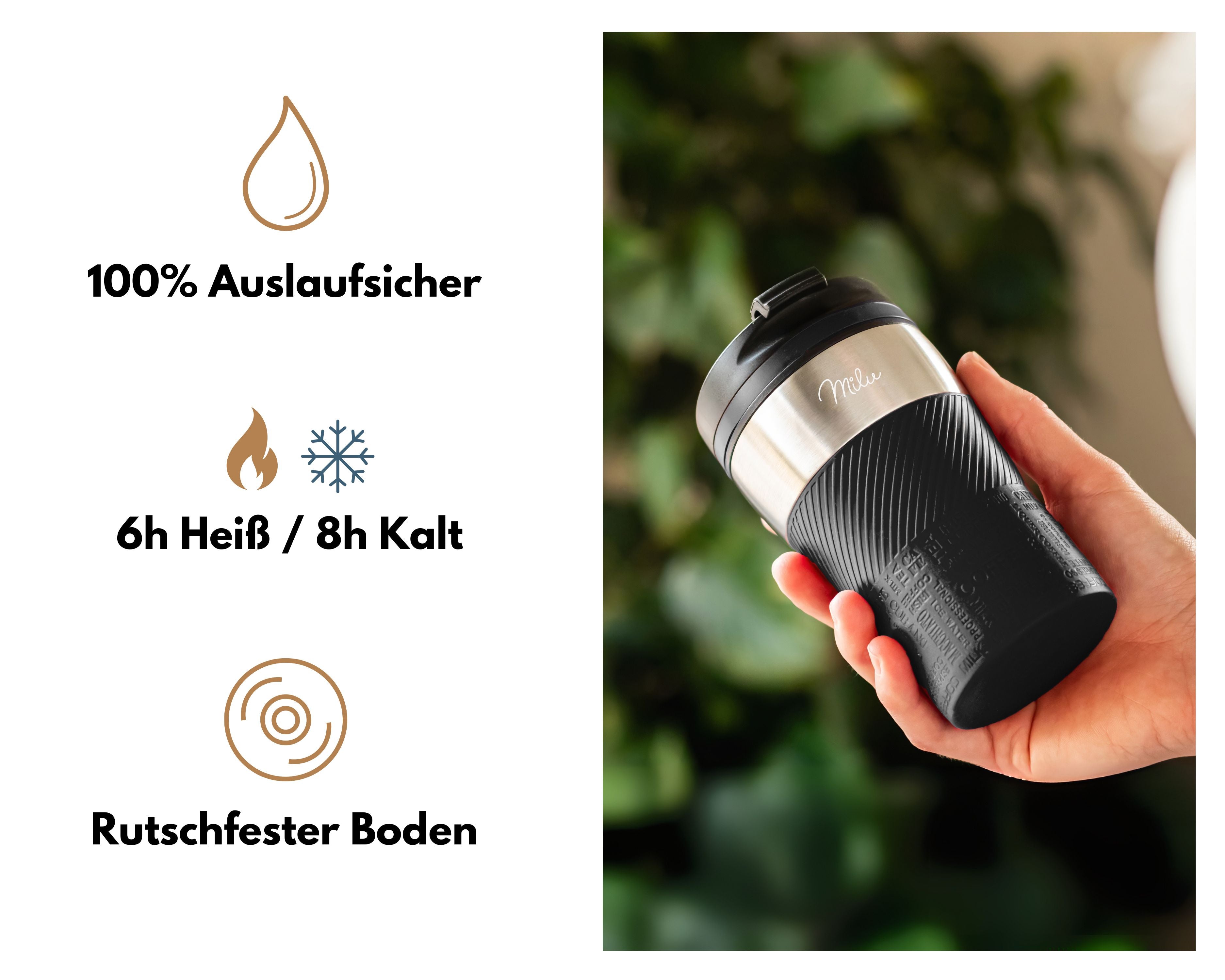 Milu Thermobecher Kaffee to go - 210ml - 100% Auslaufsicher (CB)
