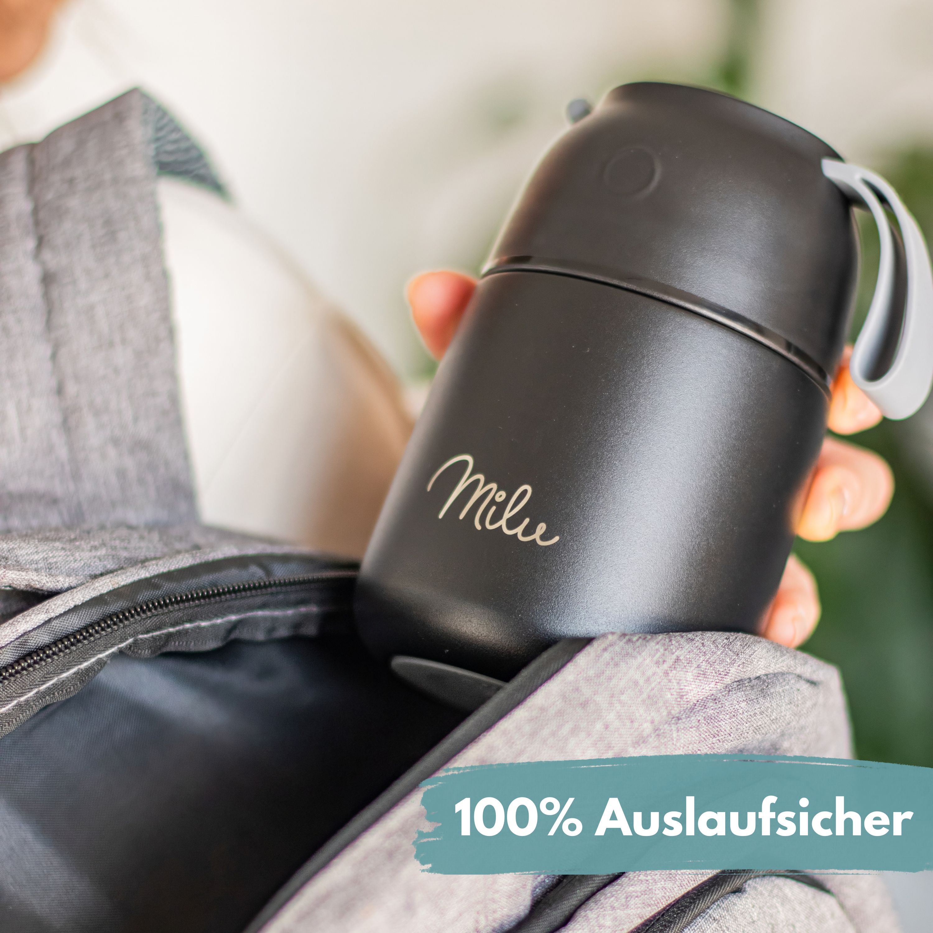 Milu® Thermobehälter für Essen, mit Löffel, auslaufsicher, isoliert (450 ml, 650 ml, 800 ml) (CB)