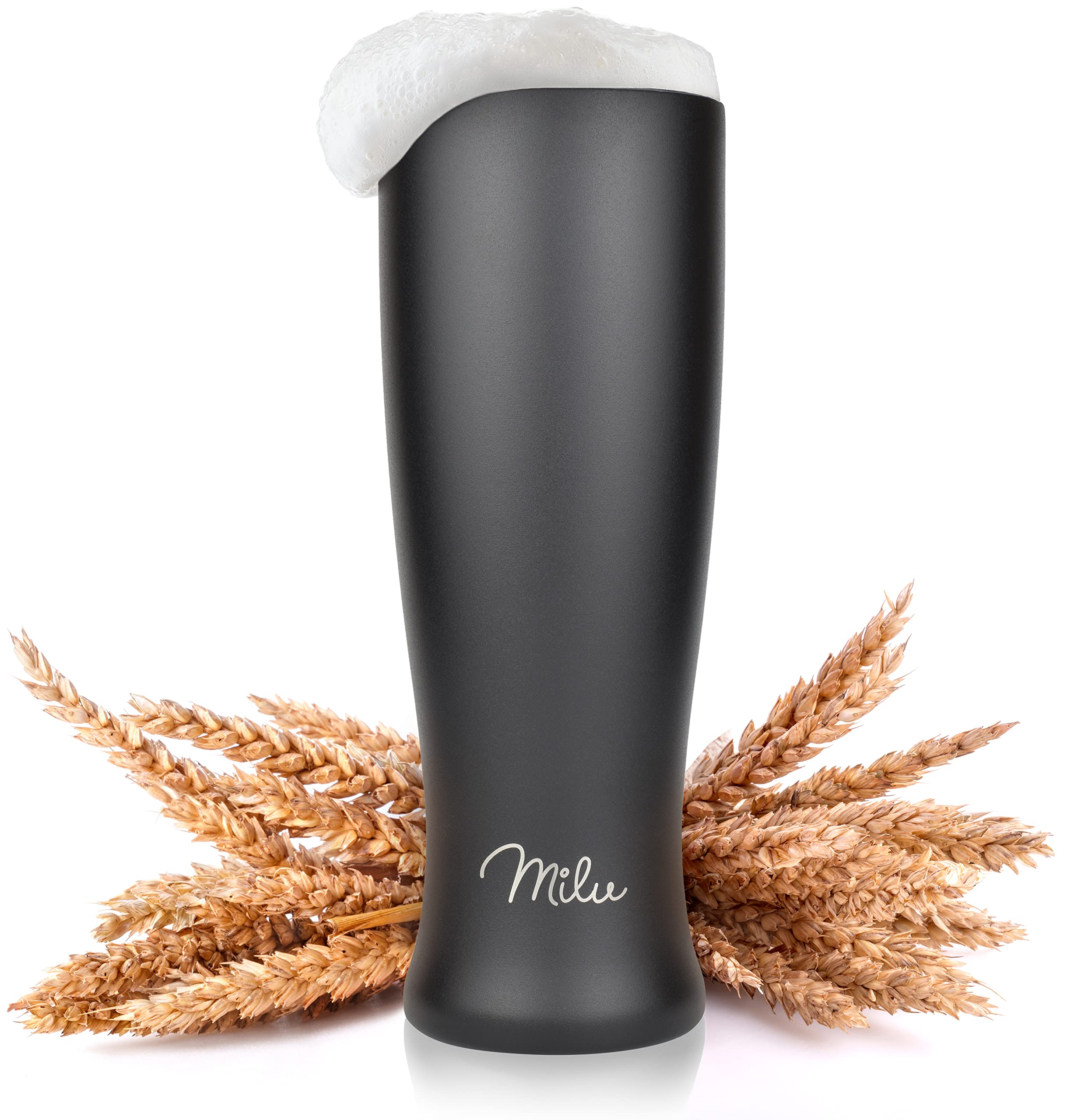 Milu Weizenbierglas Edelstahl isoliert, mit Deckel, 700 ml (CB)