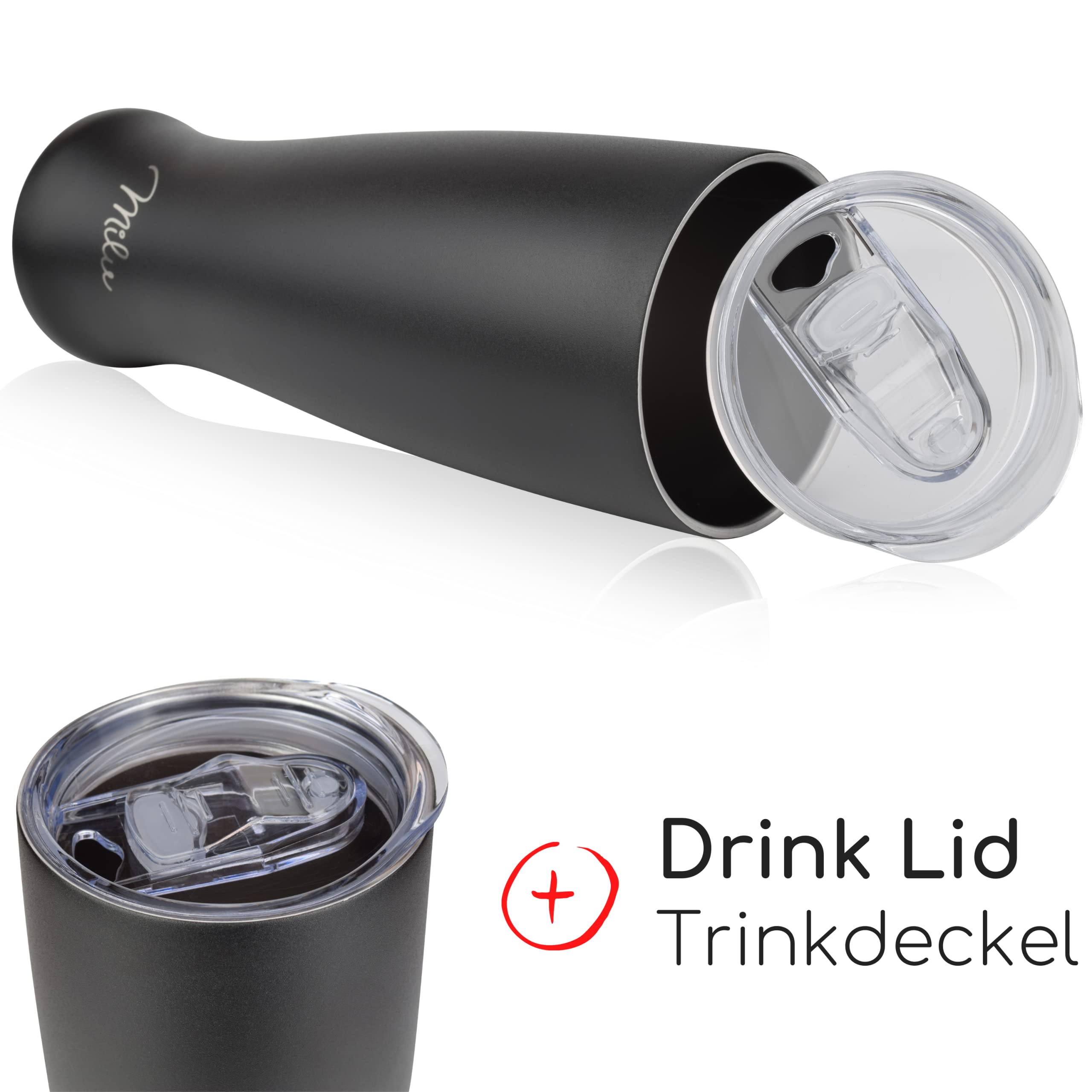 Milu Weizenbierglas Edelstahl isoliert, mit Deckel, 700 ml (CB)