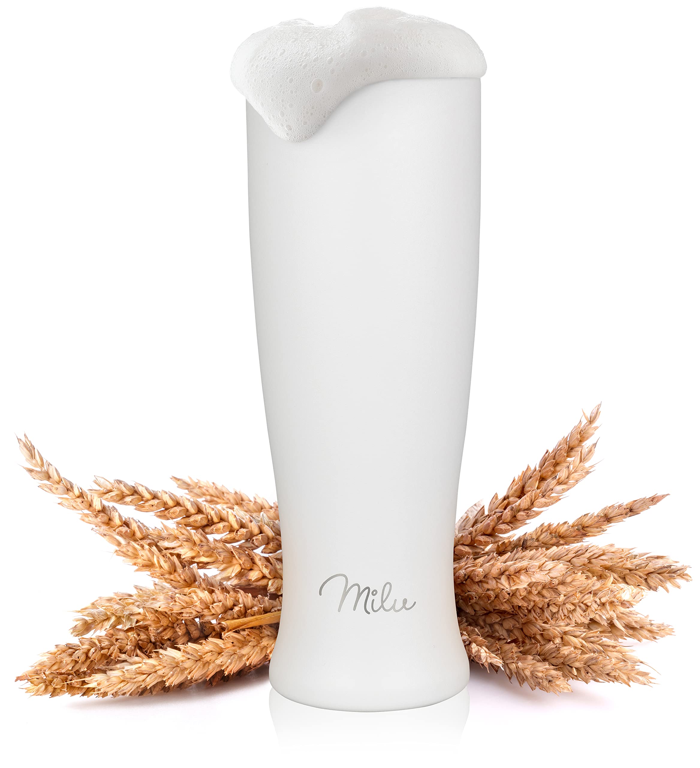 Milu Weizenbierglas Edelstahl isoliert, mit Deckel, 700 ml