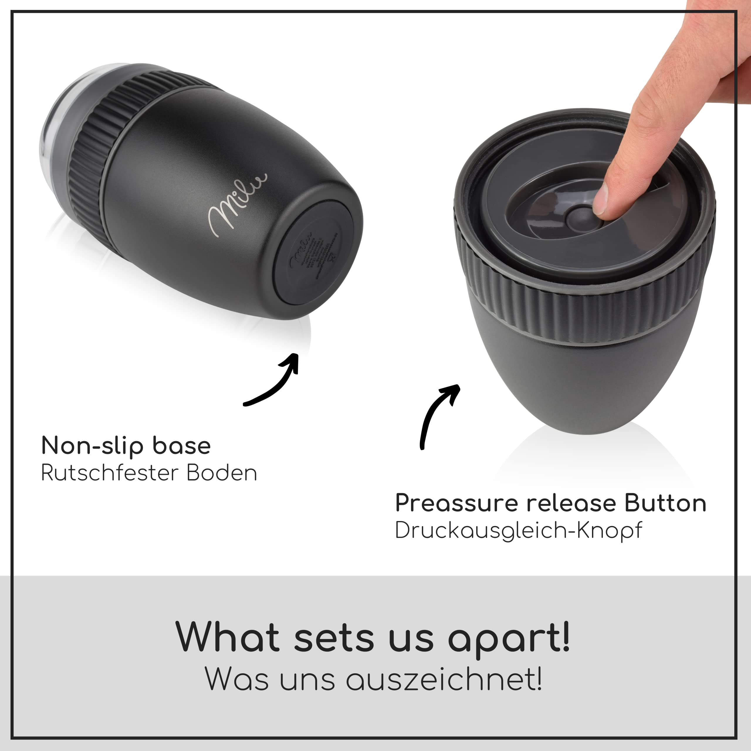 Milu Müslibecher to go, isoliert, auslaufsicher, Edelstahl (400ml)