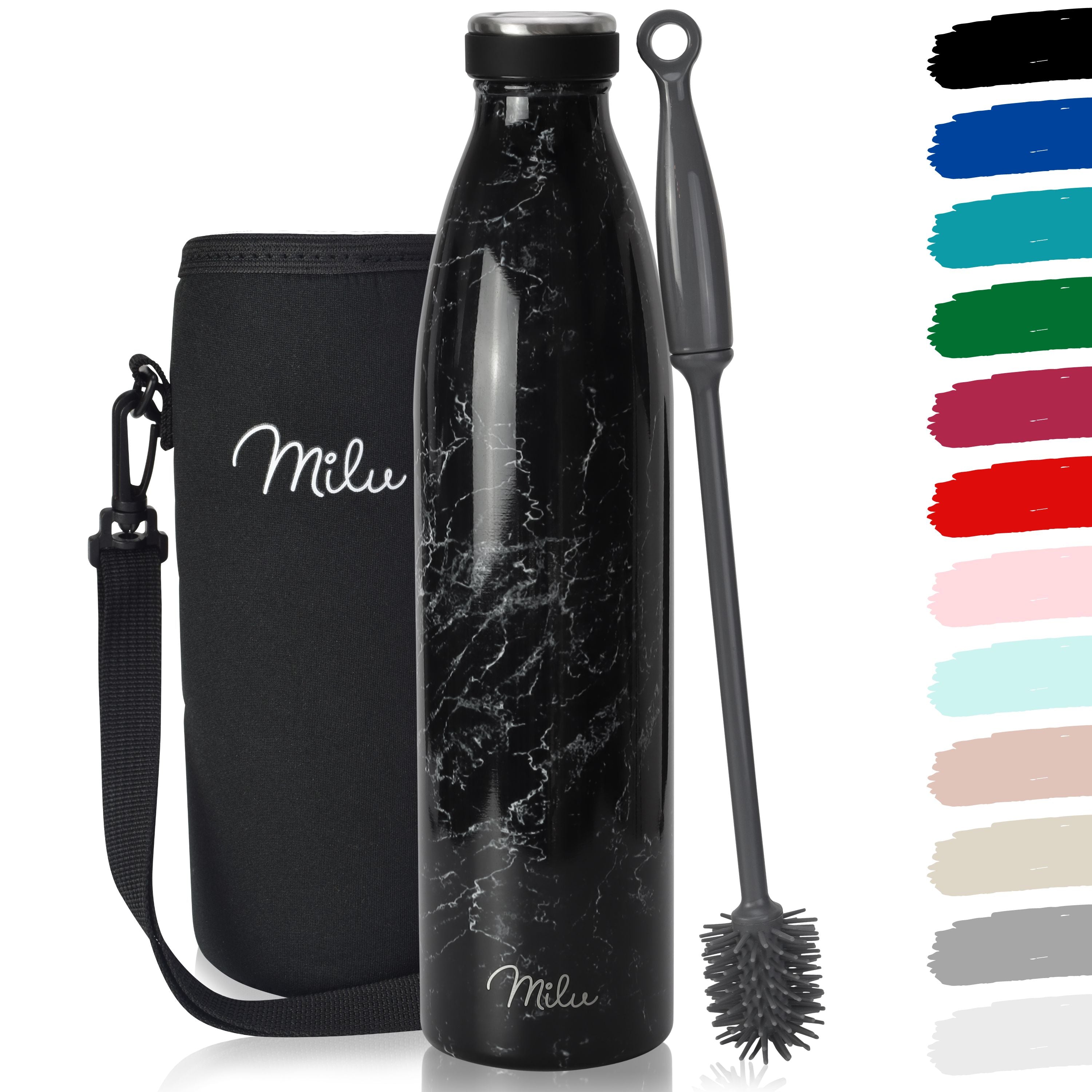 Milu Edelstahl Trinkflasche 350ml, 500ml, 750ml, 1L