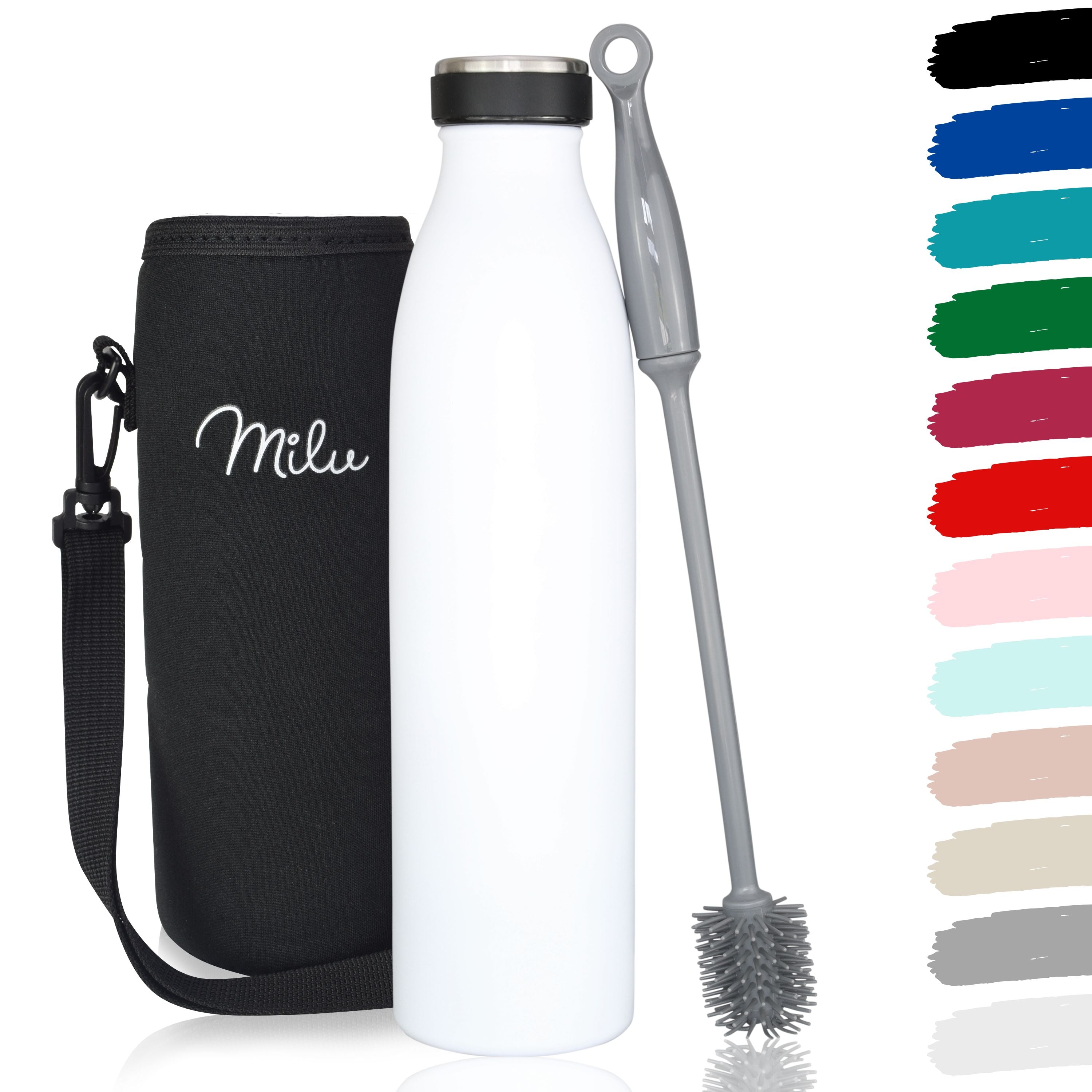 Milu Edelstahl Trinkflasche 350ml, 500ml, 750ml, 1L