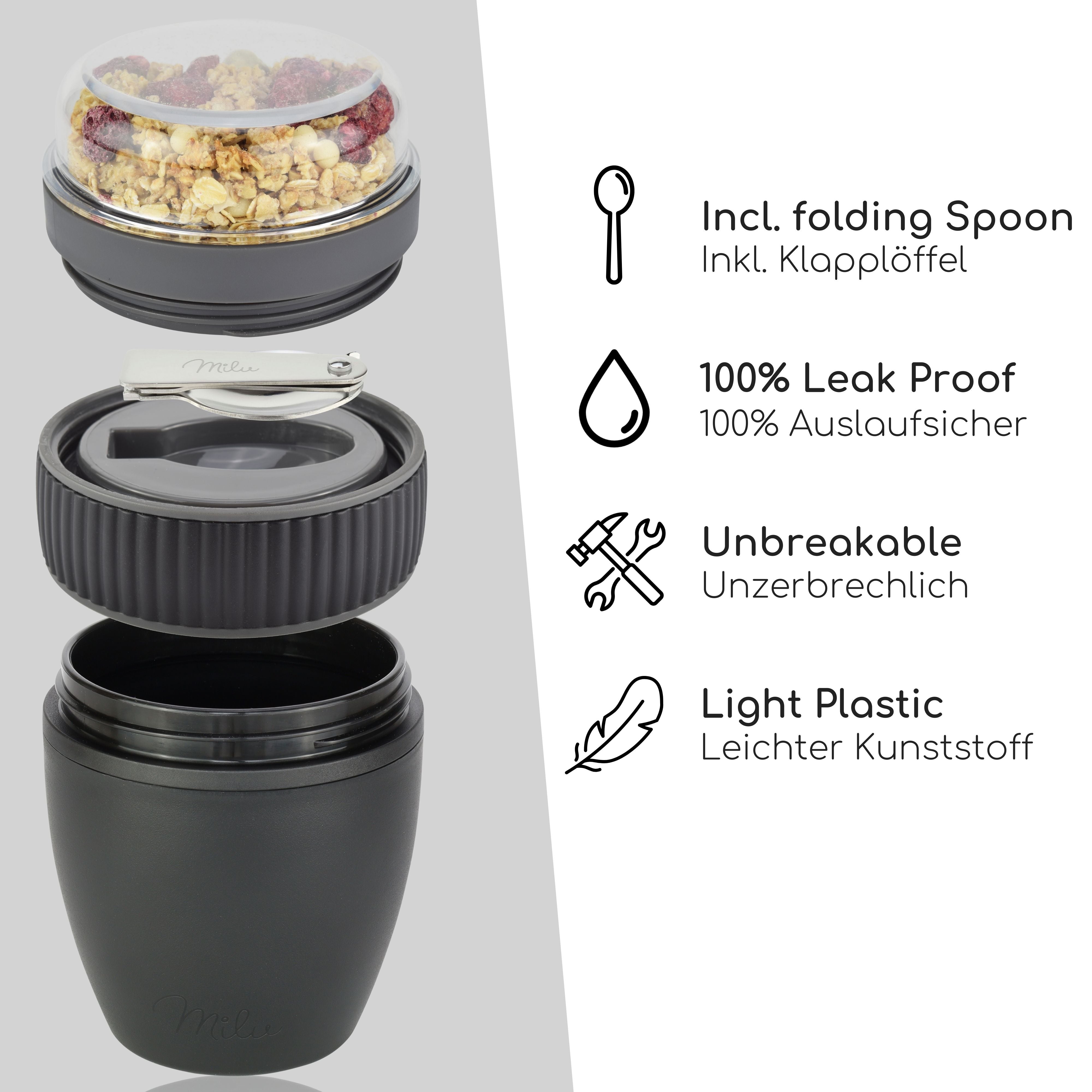 Milu Müslibecher to go, auslaufsicher, Kunststoff (400ml)