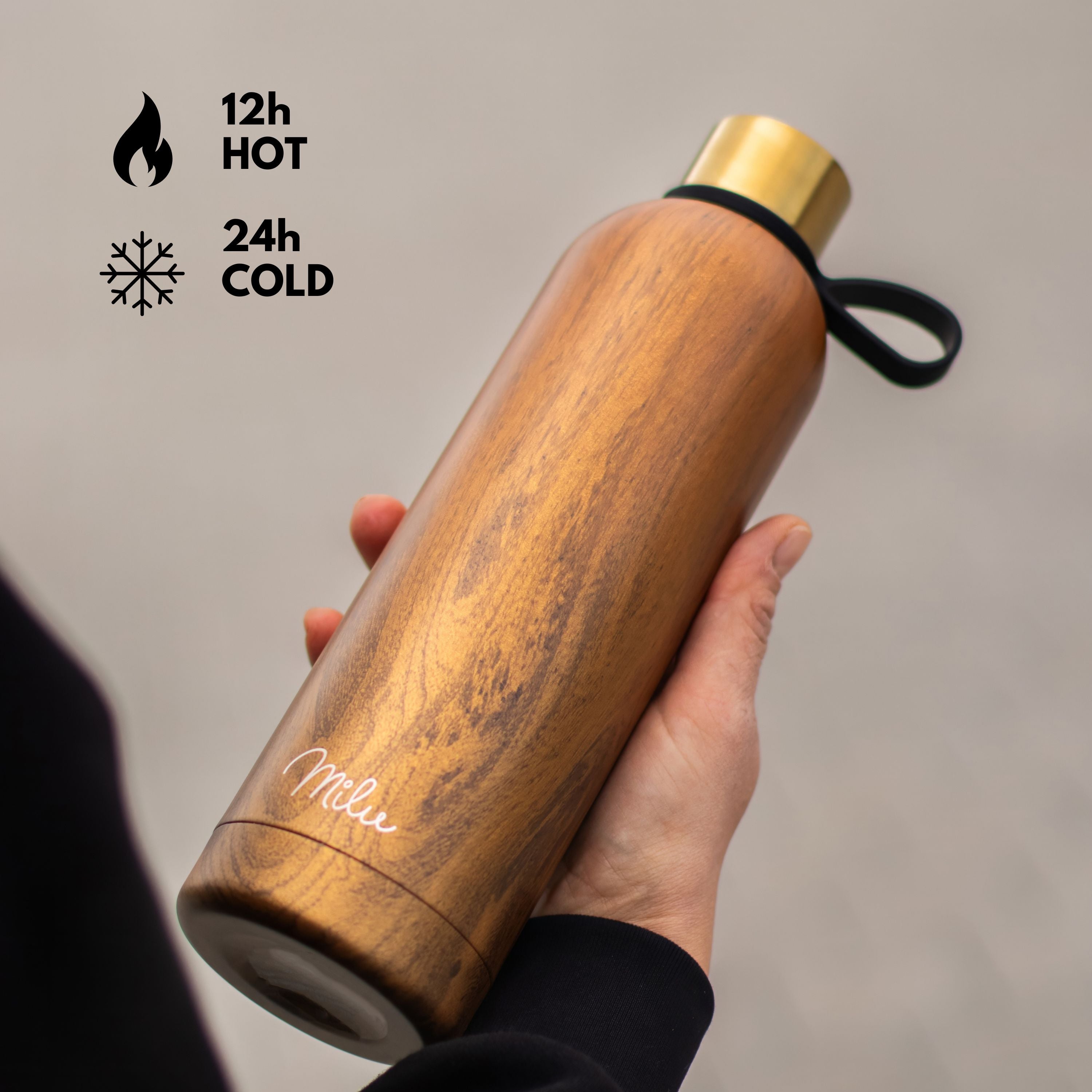 Milu isolierte, auslaufsichere Thermosflasche, Edelstahl (500 ml, 750 ml, 1000 ml)