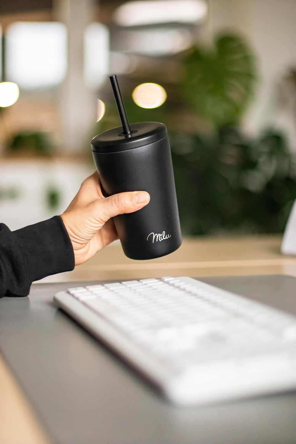 Milu Thermobecher, auslaufsicher, isoliert, mit zwei Deckeln (300 ml, 400 ml, 500 ml) (CB)