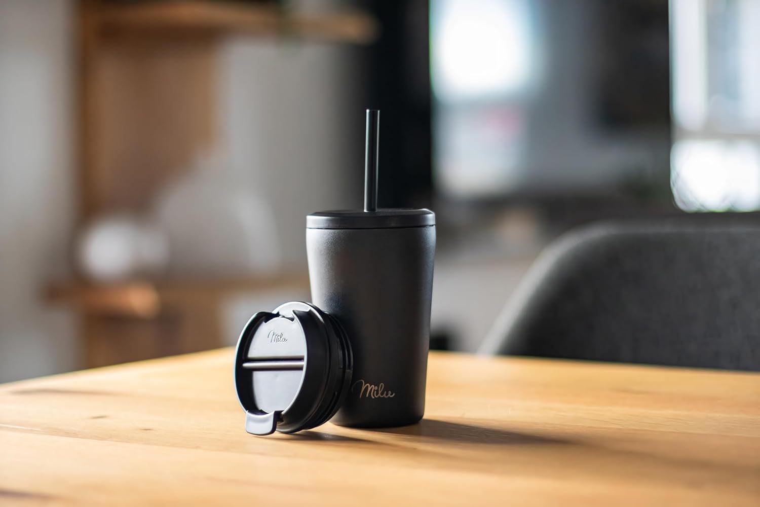 Milu Thermobecher, auslaufsicher, isoliert, mit zwei Deckeln (300 ml, 400 ml, 500 ml)