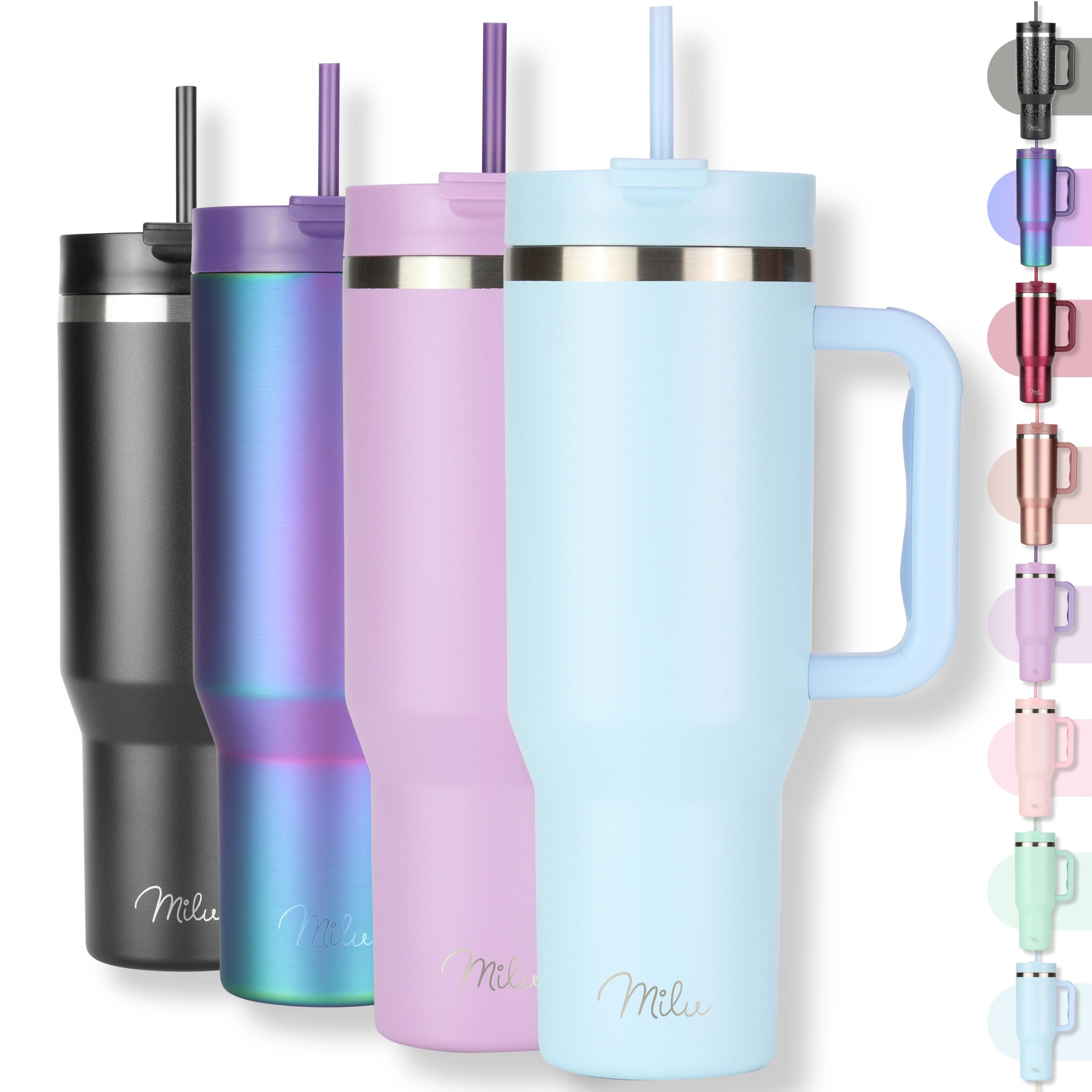 Milu Thermobecher/Tumbler mit Strohhalm und Henkel (1200 ml/40 oz) (CB)