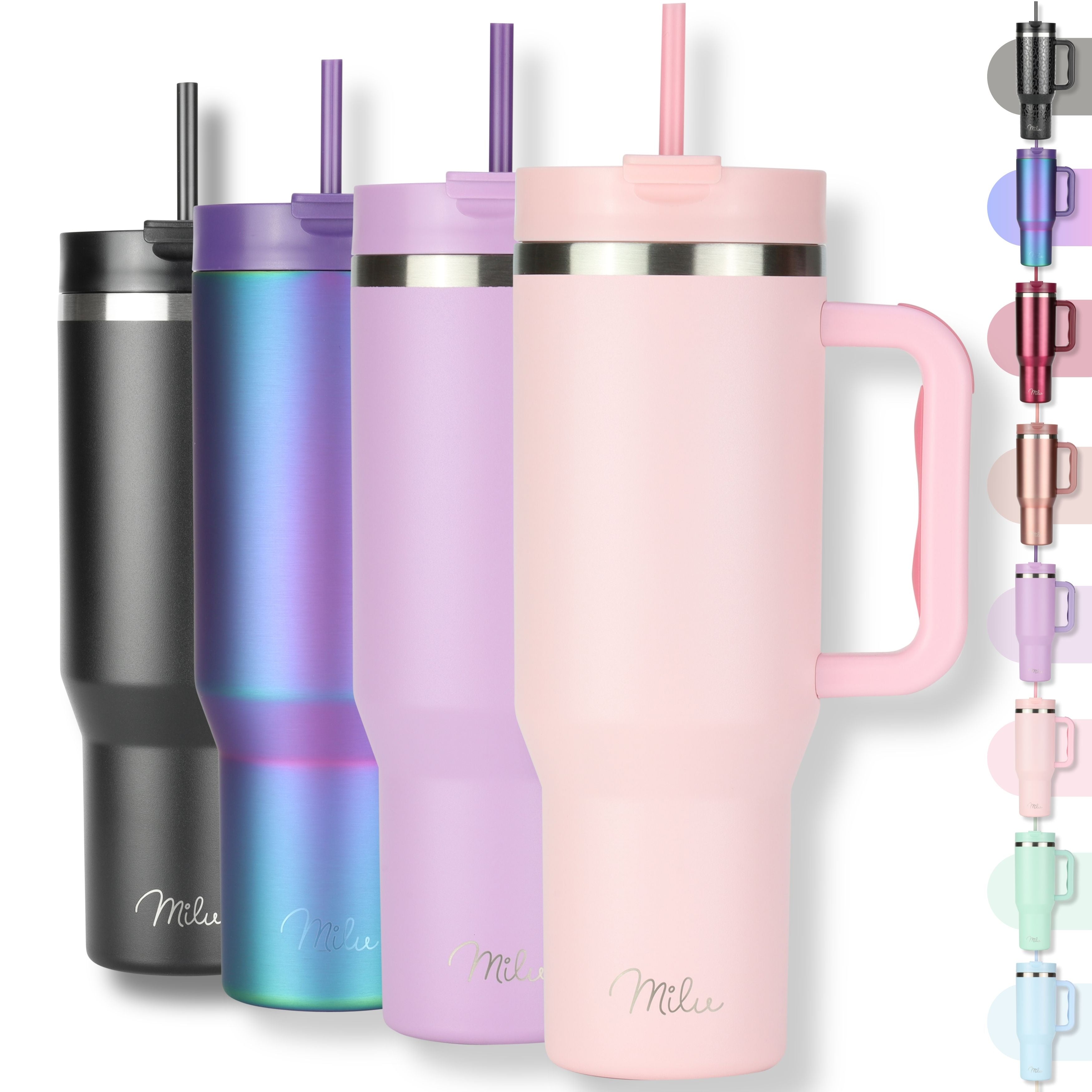 Milu Thermobecher/Tumbler mit Strohhalm und Henkel (1200 ml/40 oz) (CB)