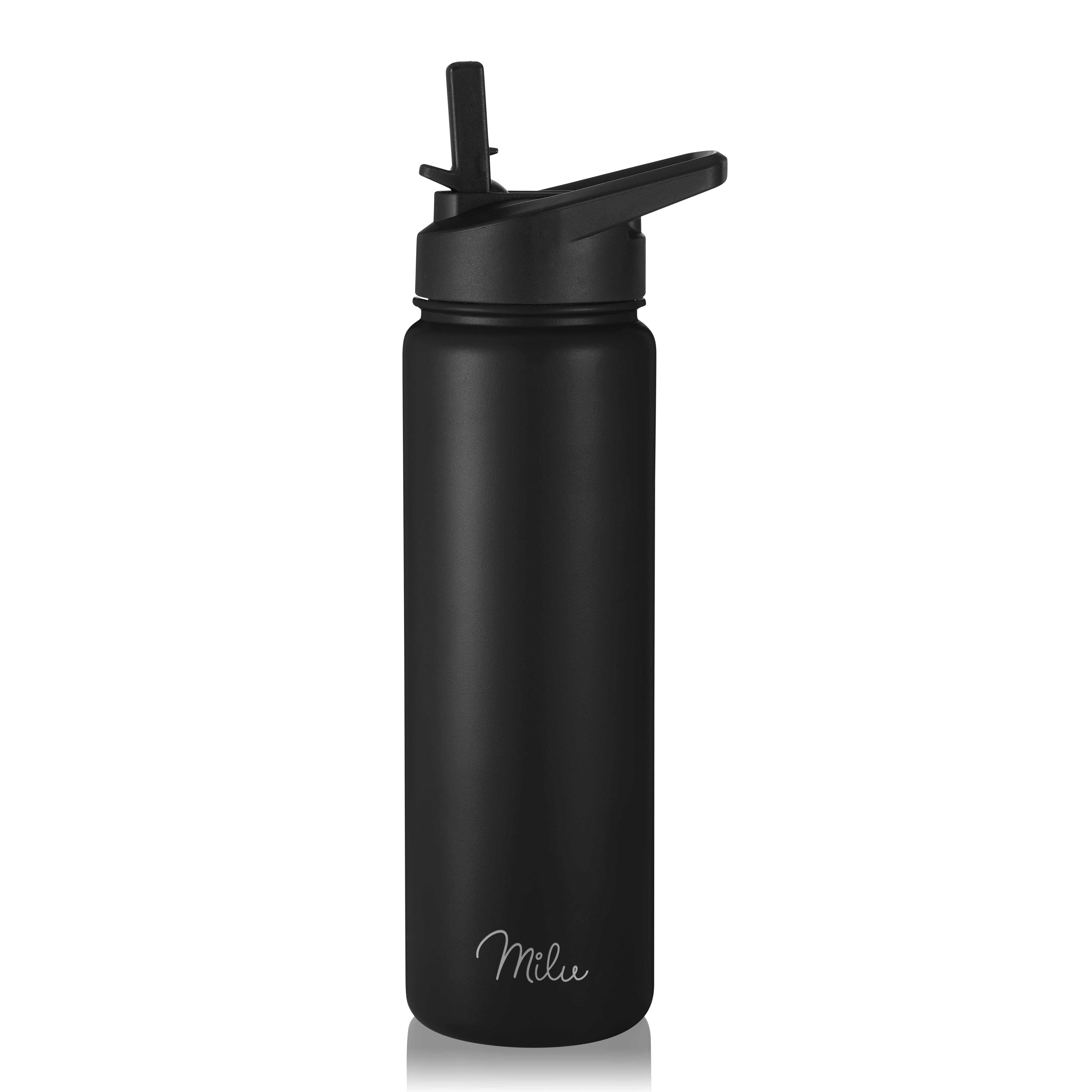 Milu Edelstahl Trinkflasche mit 3 Deckeln, auslaufsicher, isoliert, 500ml 750ml 1000ml (T7)