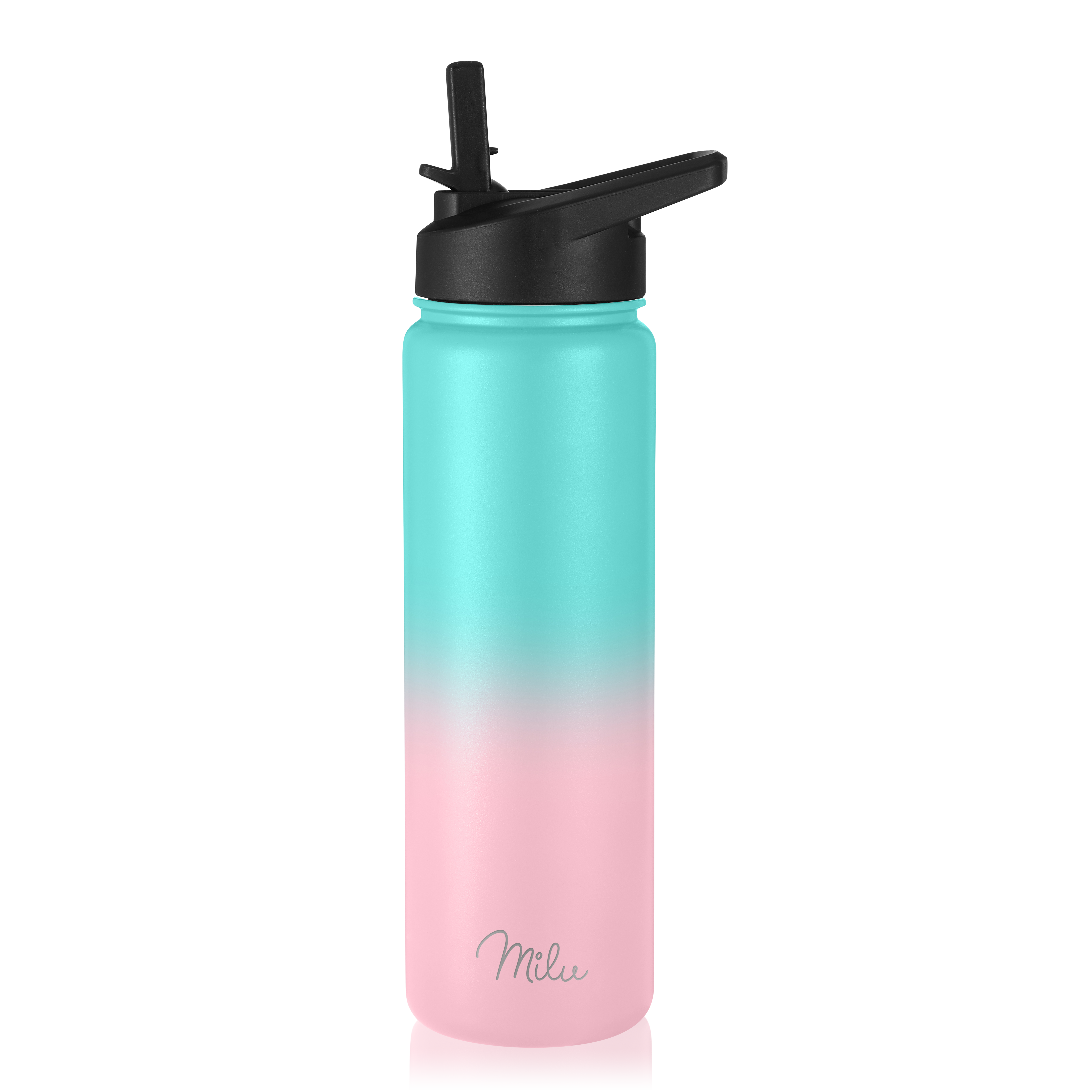 Milu Edelstahl Trinkflasche mit 3 Deckeln, auslaufsicher, isoliert, 500ml 750ml 1000ml (T7)
