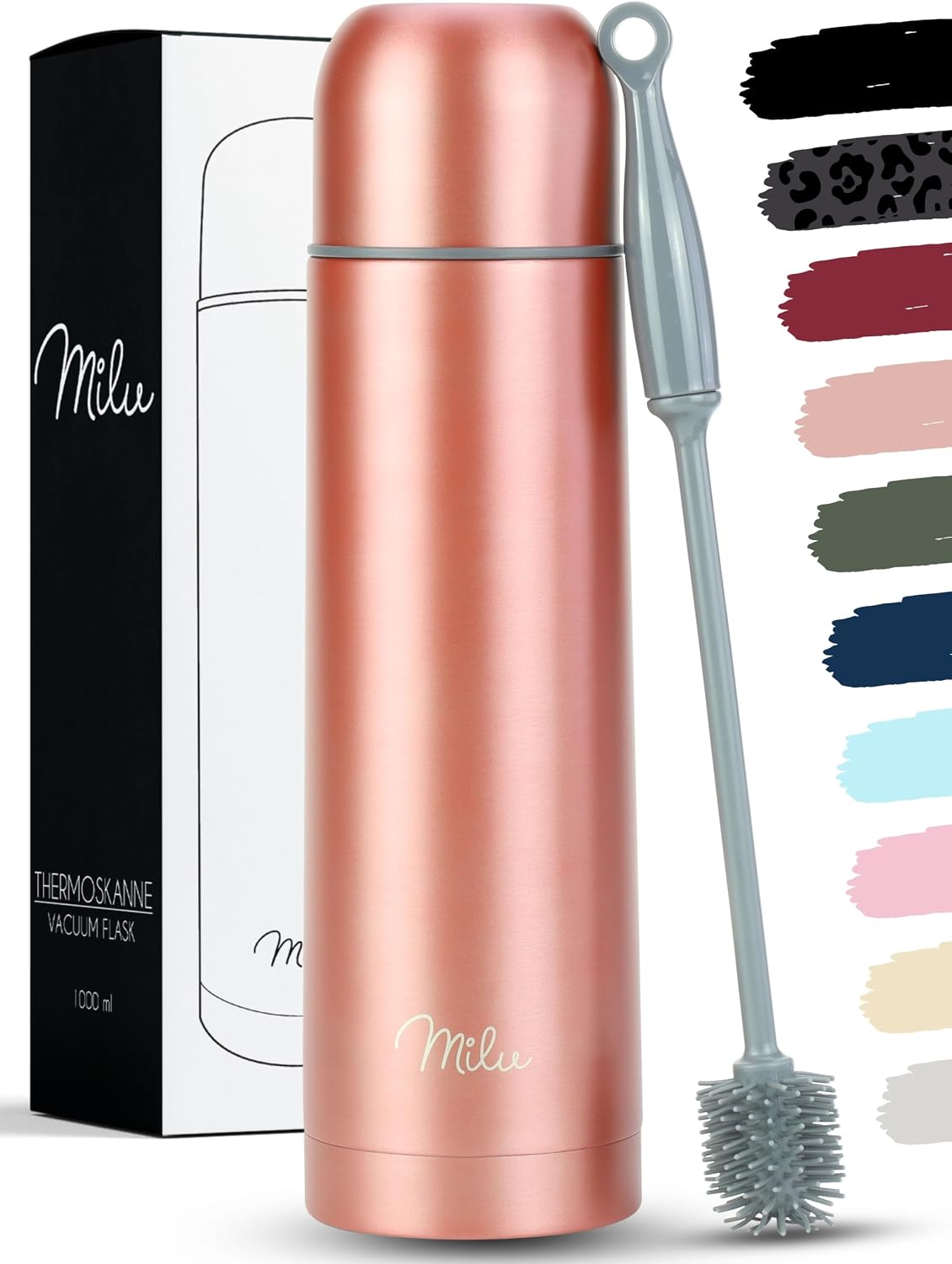 Milu Thermos Flask, Thermos Jug, Insulated Bottle 1L, 750ml, 500ml 