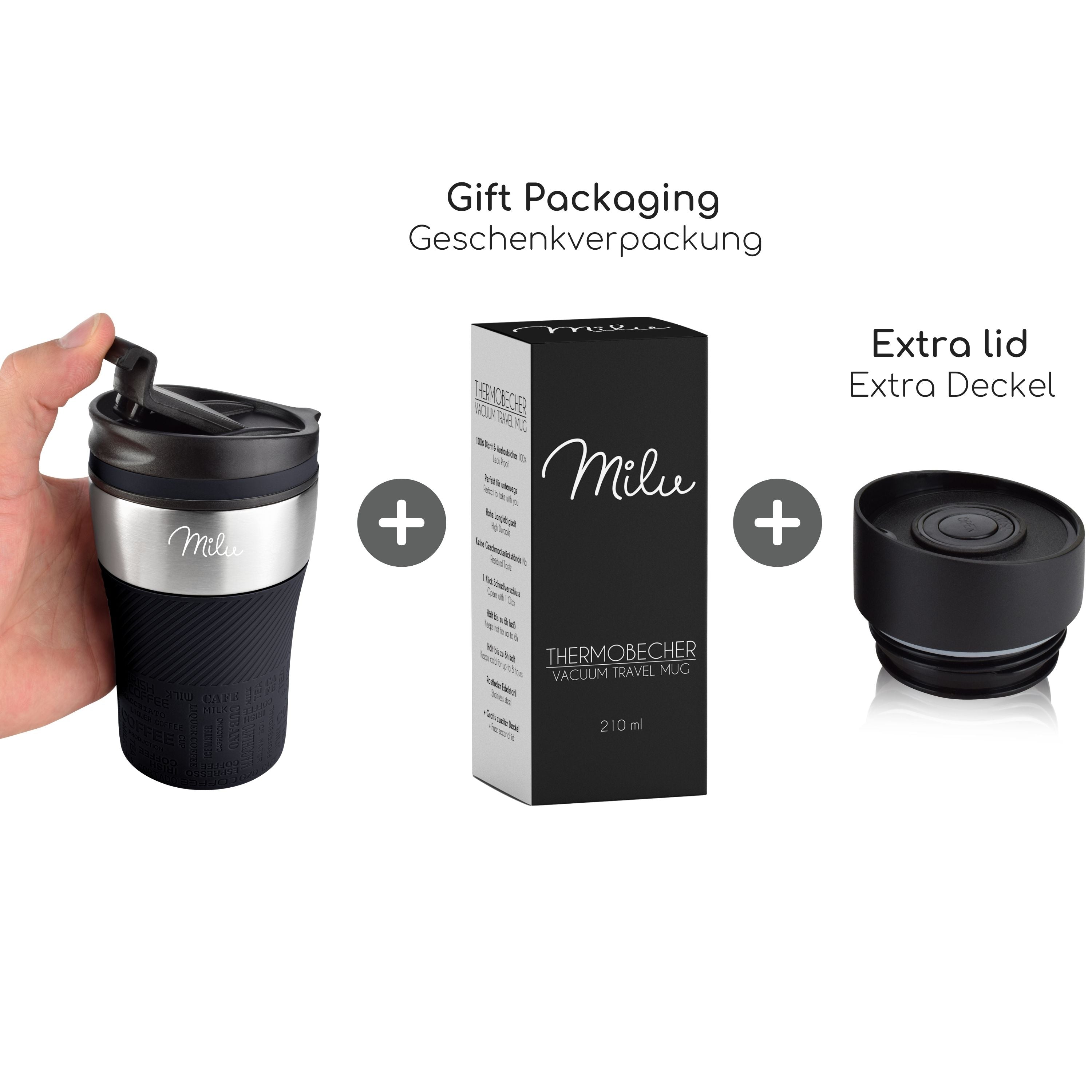 Milu Thermobecher Kaffee to go - 210ml - 100% Auslaufsicher (CB)