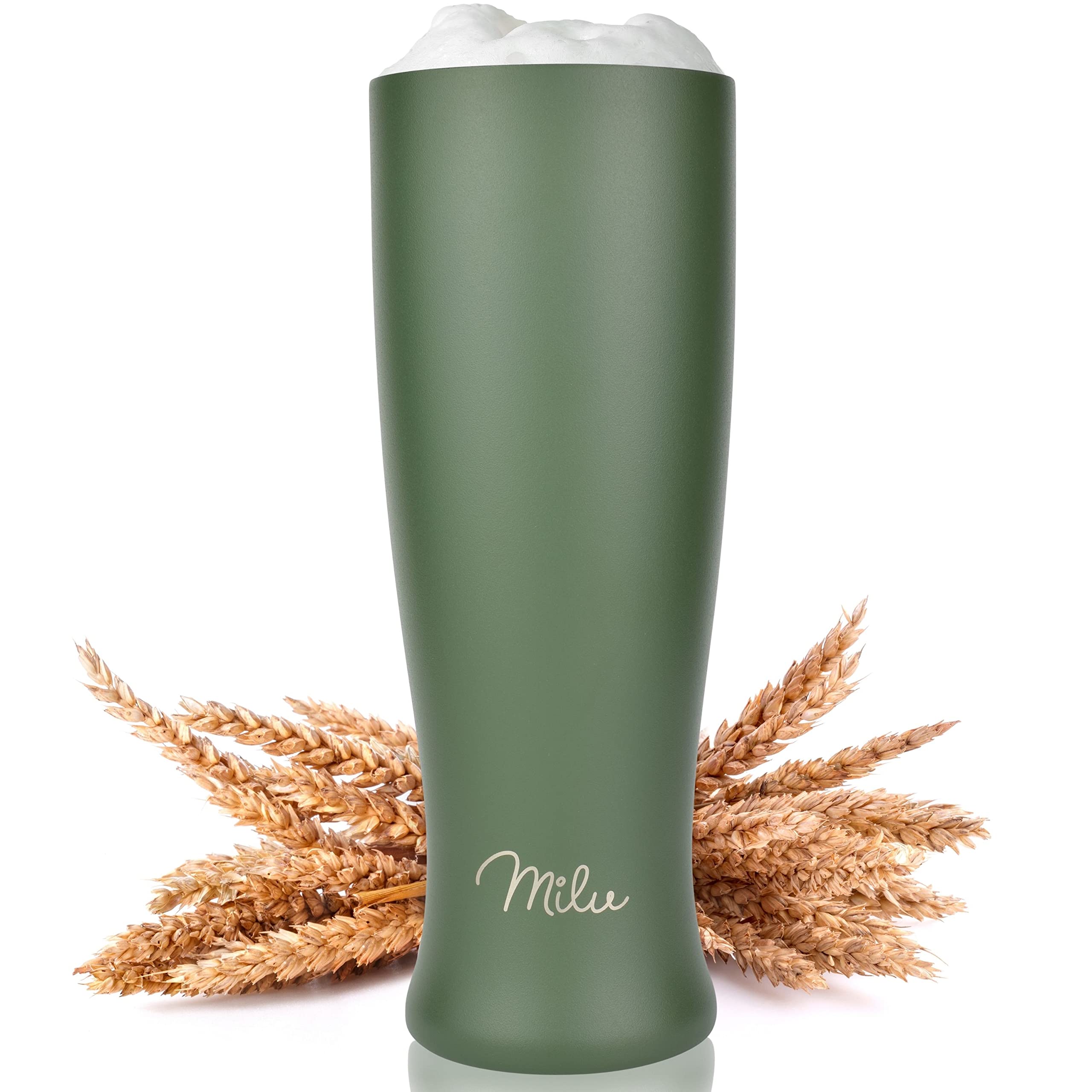 Milu Weizenbierglas Edelstahl isoliert, mit Deckel, 700 ml (CB)