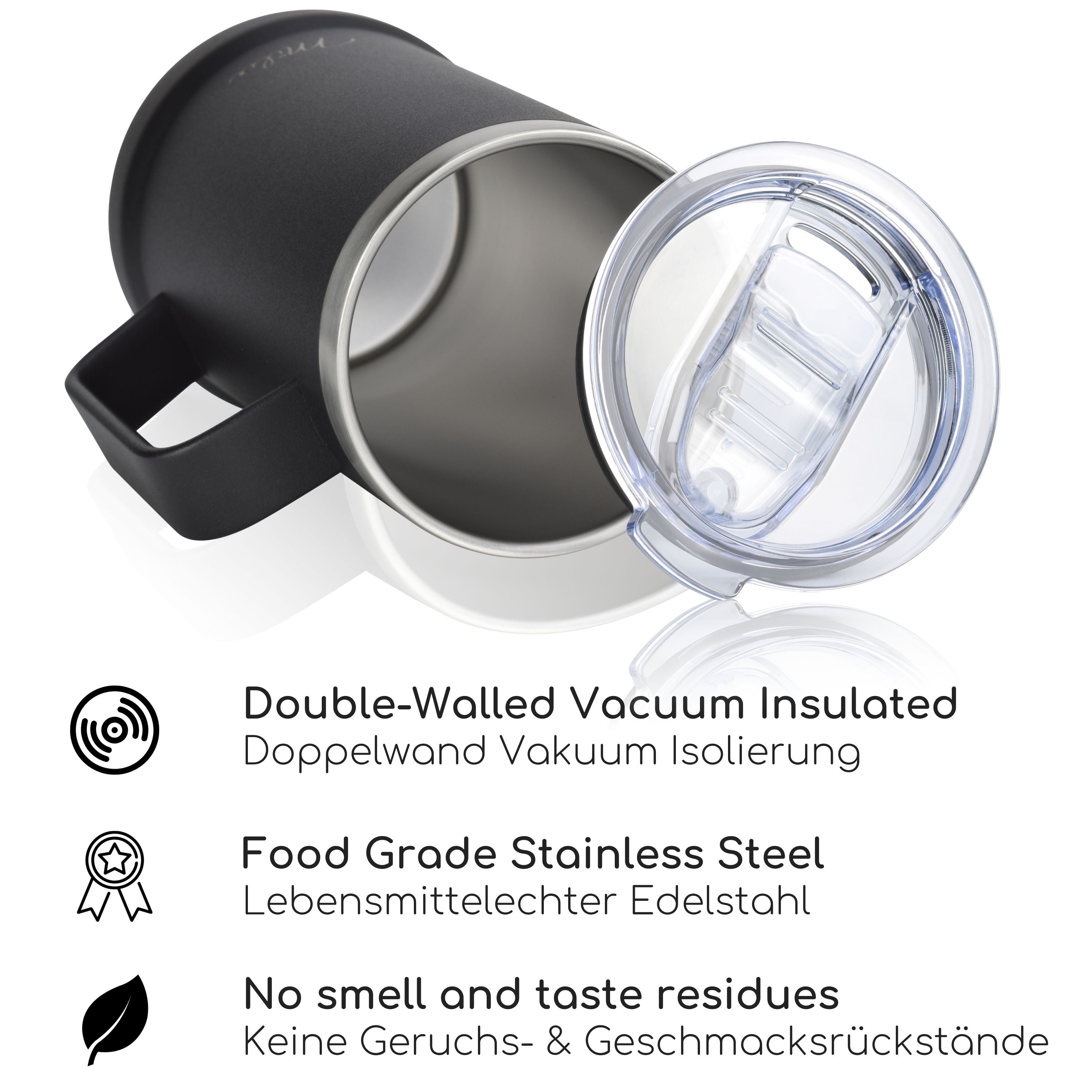 Milu Bierkrug Edelstahl isoliert mit Deckel, 700 ml (CB)