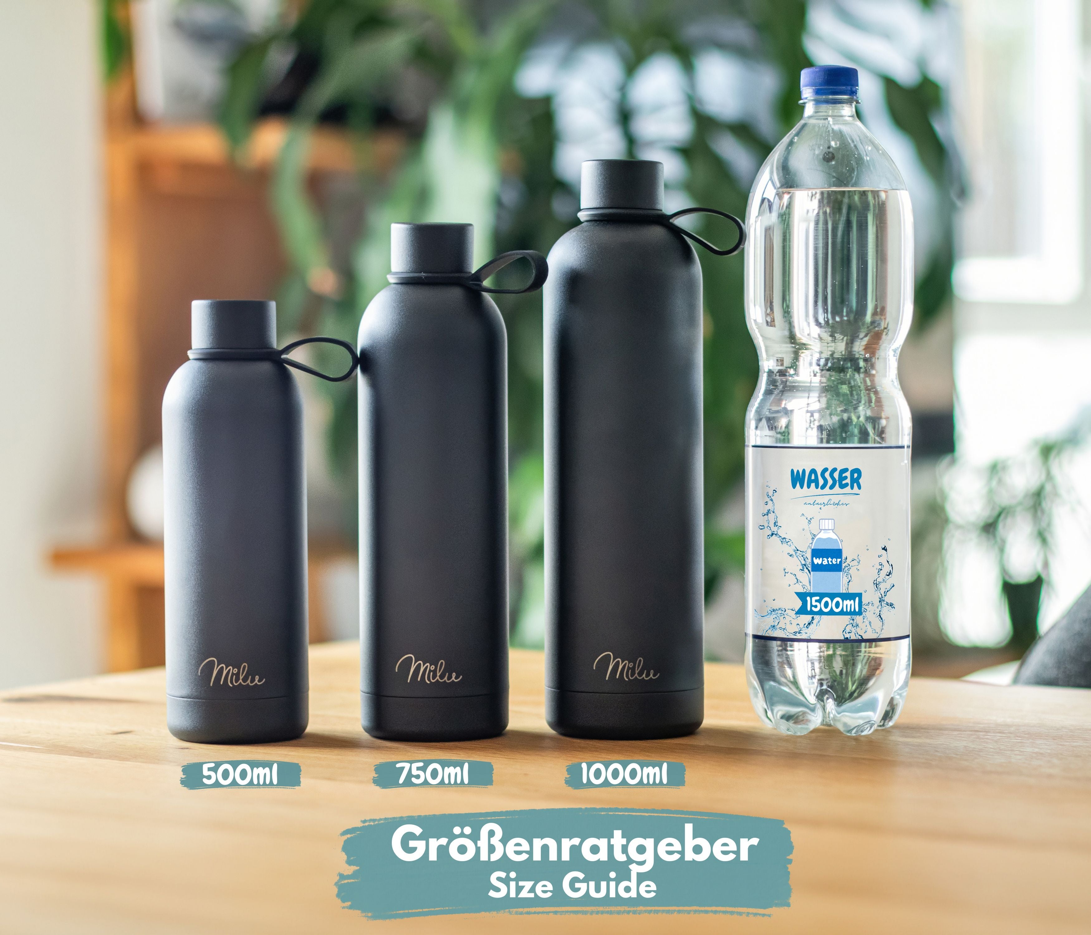 Milu isolierte, auslaufsichere Thermosflasche, Edelstahl (500 ml, 750 ml, 1000 ml) (CB)