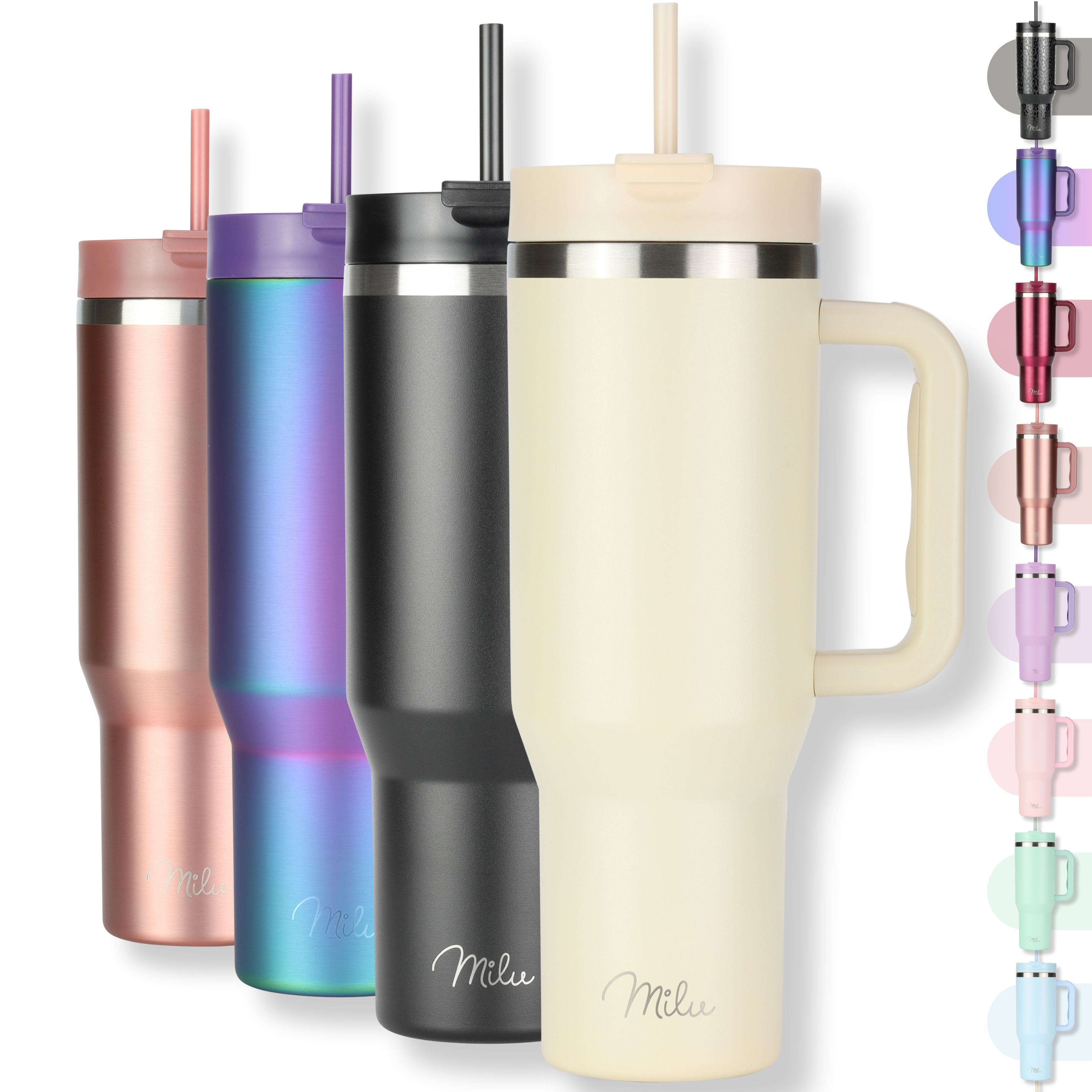 Milu Thermobecher/Tumbler mit Strohhalm und Henkel (1200 ml/40 oz) (CB)