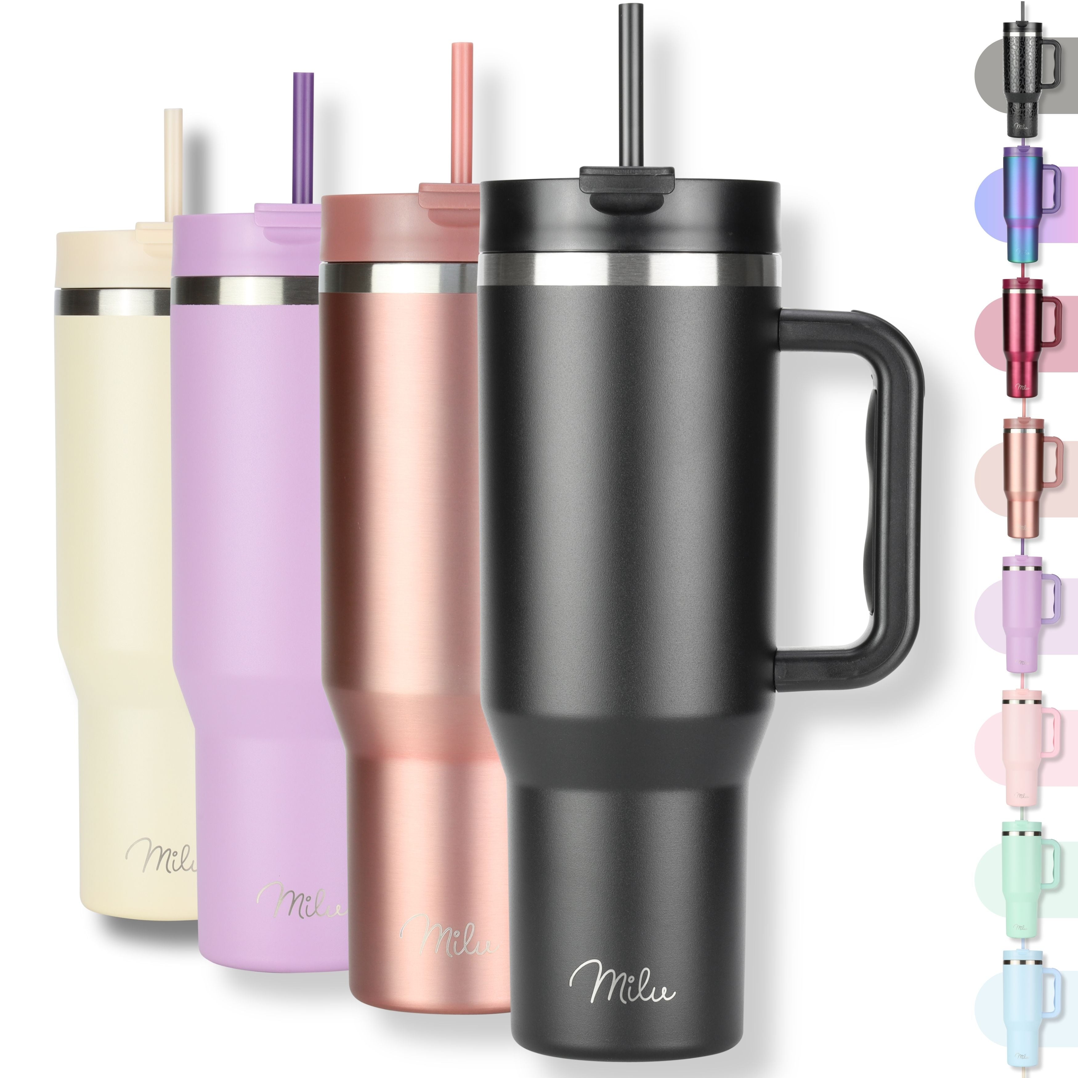 Milu Thermobecher/Tumbler mit Strohhalm und Henkel (1200 ml/40 oz) (CB)