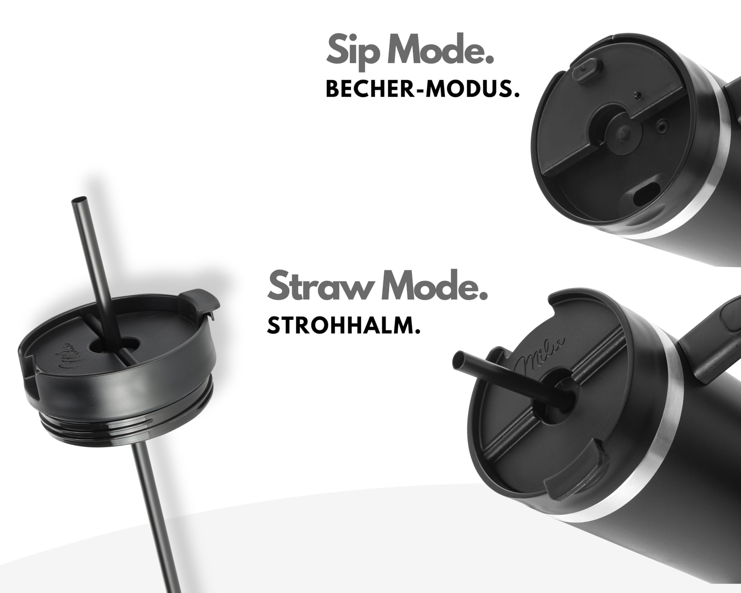 Milu Thermobecher/Tumbler mit Strohhalm und Henkel (1200 ml/40 oz) (CB)