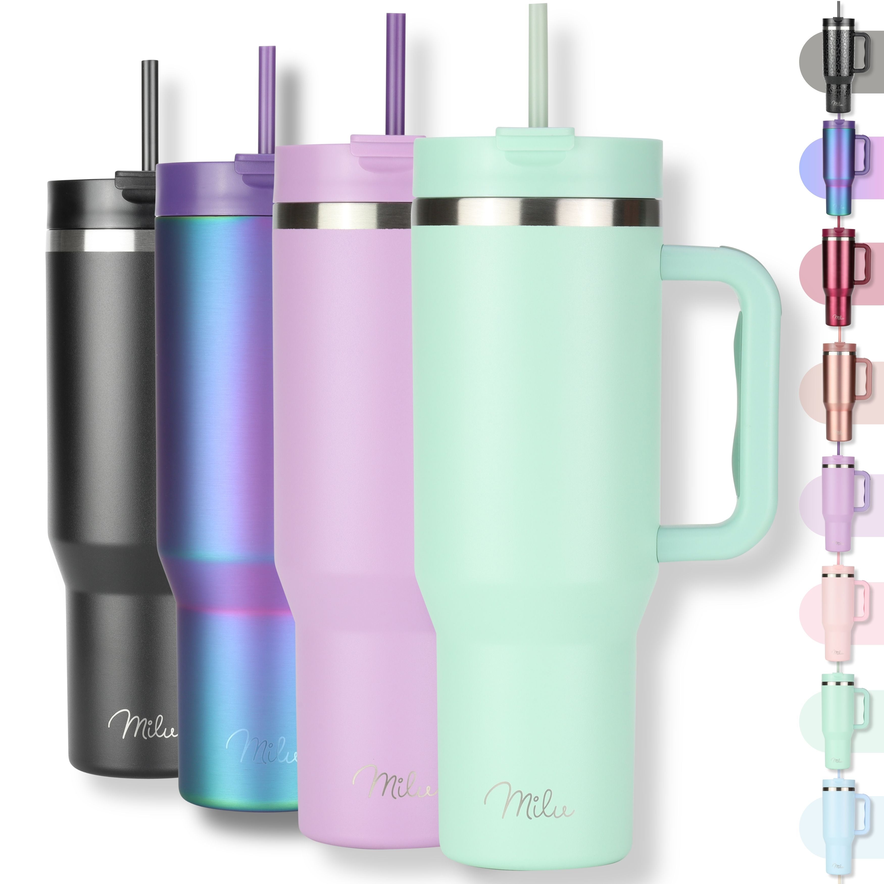 Milu Thermobecher/Tumbler mit Strohhalm und Henkel (1200 ml/40 oz) (CB)