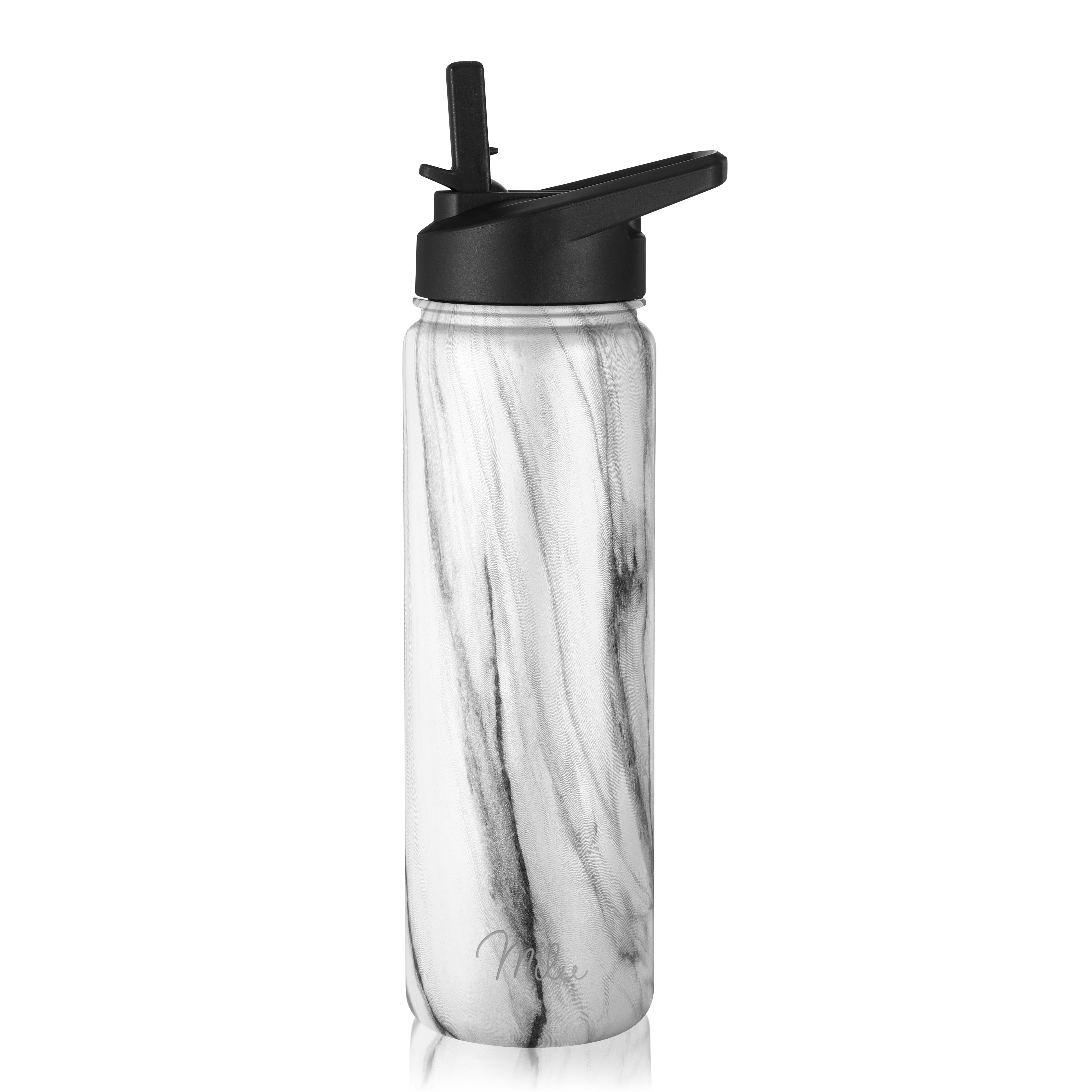 Milu Edelstahl Trinkflasche mit 3 Deckeln, auslaufsicher, isoliert, 500ml 750ml 1000ml (T7)